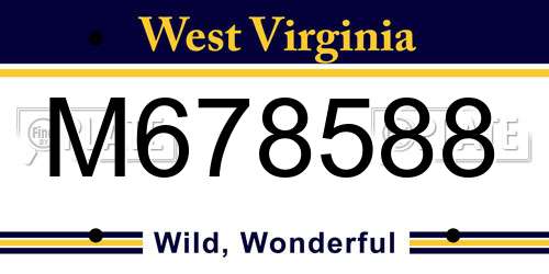 M678588 West Virginia License Plate