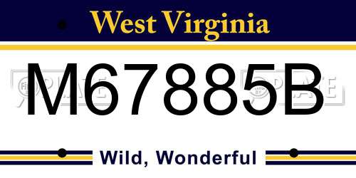 M67885B West Virginia License Plate