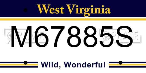 M67885S West Virginia License Plate