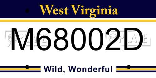 M68002D West Virginia License Plate