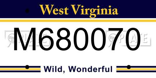 M680070 West Virginia License Plate
