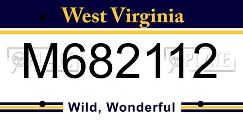 M682112 West Virginia License Plate