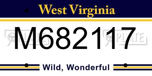 M682117 West Virginia License Plate