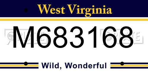 M683168 West Virginia License Plate