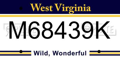 M68439K West Virginia License Plate