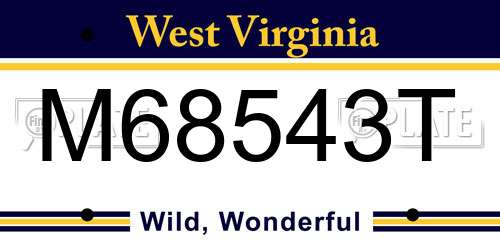 M68543T West Virginia License Plate