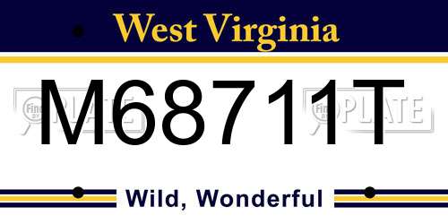 M68711T West Virginia License Plate