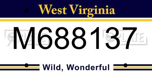 M688137 West Virginia License Plate