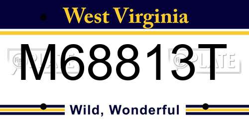 M68813T West Virginia License Plate