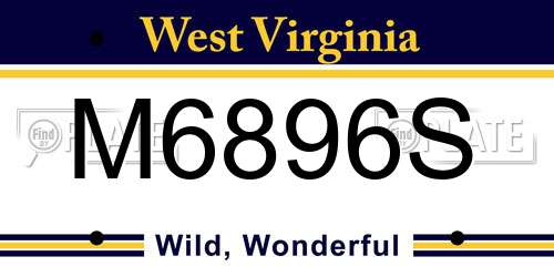 M6896S West Virginia License Plate