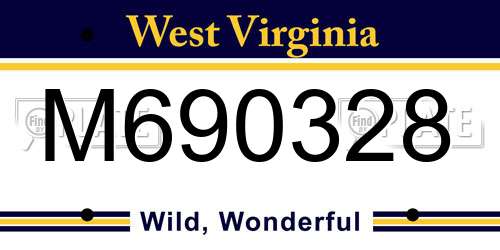 M690328 West Virginia License Plate