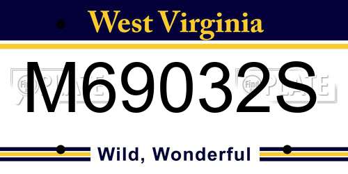 M69032S West Virginia License Plate