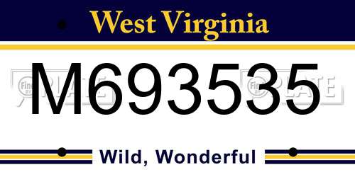 M693535 West Virginia License Plate