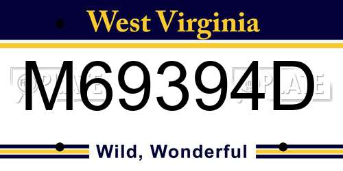 M69394D West Virginia License Plate