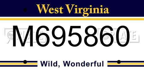 M695860 West Virginia License Plate