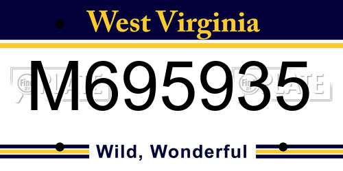 M695935 West Virginia License Plate