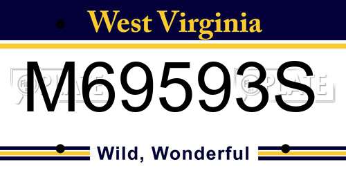 M69593S West Virginia License Plate
