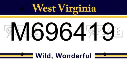 M696419 West Virginia License Plate