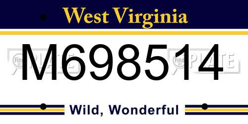 M698514 West Virginia License Plate