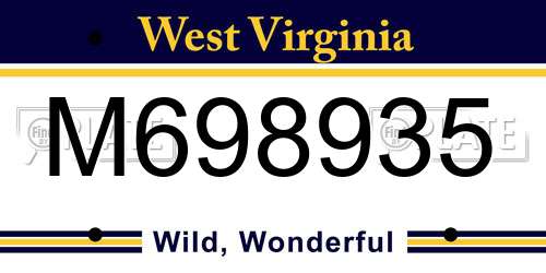 M698935 West Virginia License Plate
