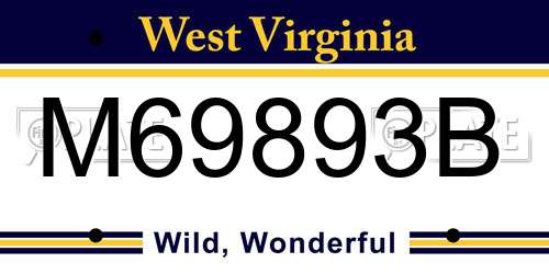 M69893B West Virginia License Plate