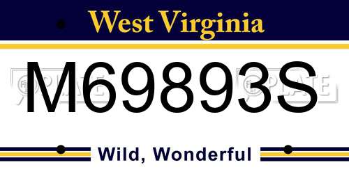 M69893S West Virginia License Plate