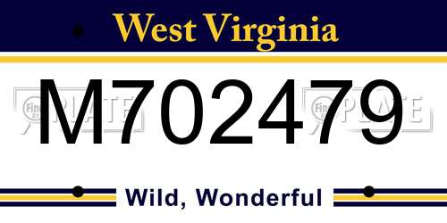 M702479 West Virginia License Plate