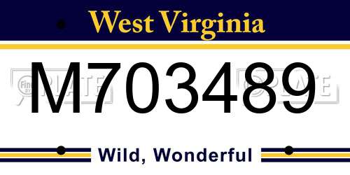 M703489 West Virginia License Plate