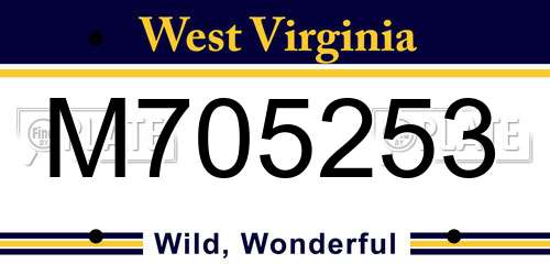 M705253 West Virginia License Plate