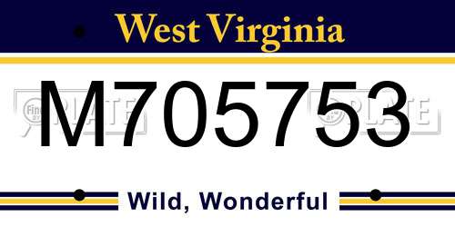 M705753 West Virginia License Plate
