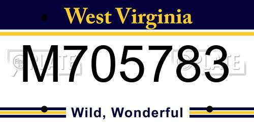 M705783 West Virginia License Plate