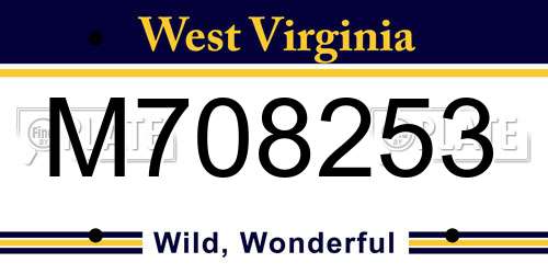 M708253 West Virginia License Plate