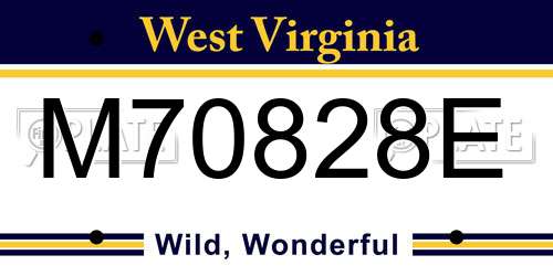 M70828E West Virginia License Plate