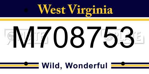 M708753 West Virginia License Plate