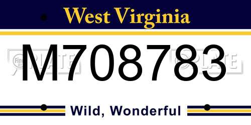 M708783 West Virginia License Plate