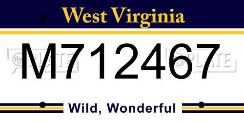 M712467 West Virginia License Plate