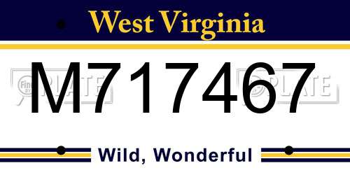 M717467 West Virginia License Plate