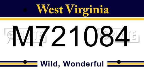 M721084 West Virginia License Plate