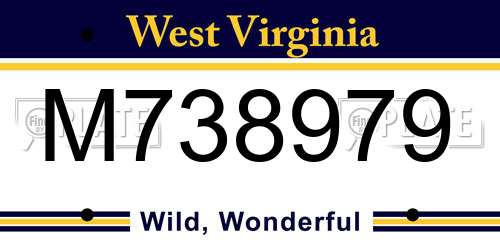 M738979 West Virginia License Plate