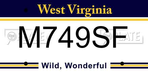 M749SF West Virginia License Plate