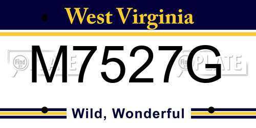 M7527G West Virginia License Plate
