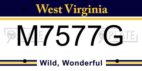 M7577G West Virginia License Plate