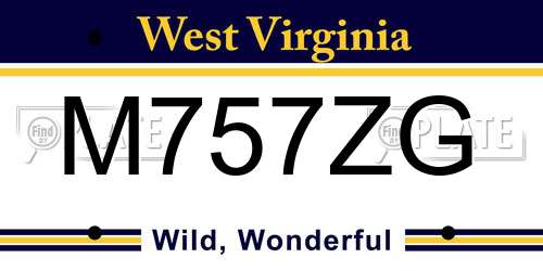 M757ZG West Virginia License Plate