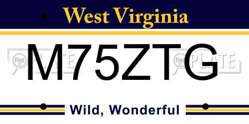 M75ZTG West Virginia License Plate