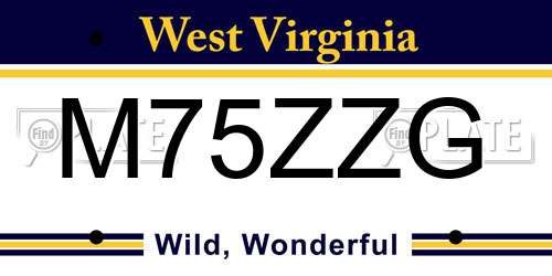 M75ZZG West Virginia License Plate
