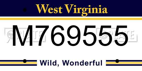 M769555 West Virginia License Plate