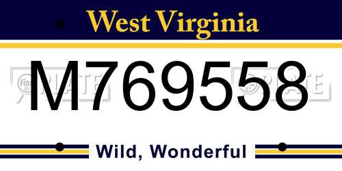 M769558 West Virginia License Plate