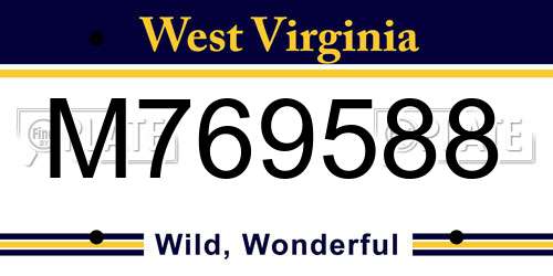 M769588 West Virginia License Plate