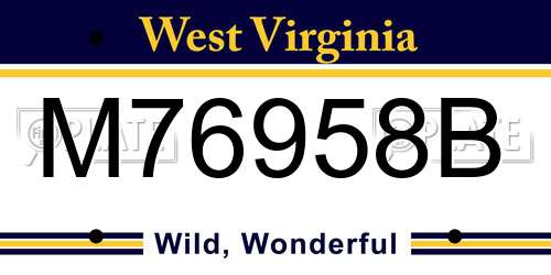 M76958B West Virginia License Plate