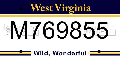M769855 West Virginia License Plate